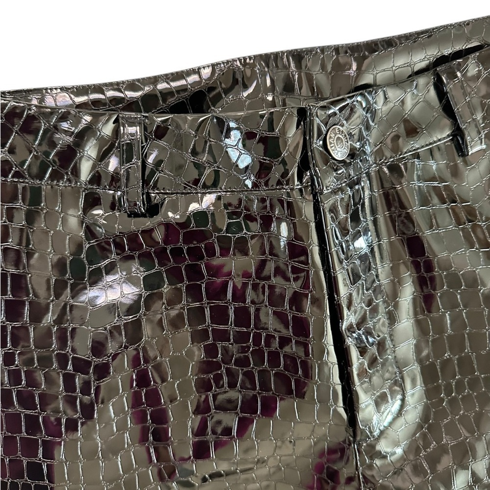 Cider black faux leather pants reptile embossed textured high waist NEW Size S - Picture 11 of 17